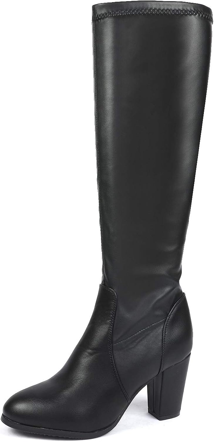 DREAM PAIRS Women's Chunky Heel Knee High and Up Boots