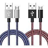 PS4 Controller Charger Charging Cable, 2 Pack 10FT Nylon Braided Micro USB 2.0 High Speed Data Sync Cord for Playstation 4, P