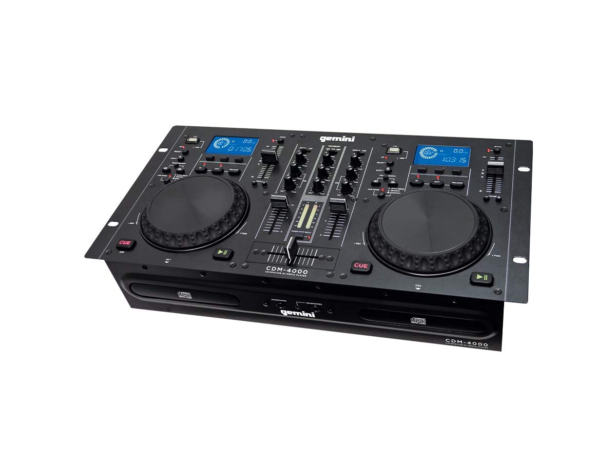 Gemini CDM-4000 2 Channel Dual MP3/CD/USB Mixer Console Touch Sensitive Blue