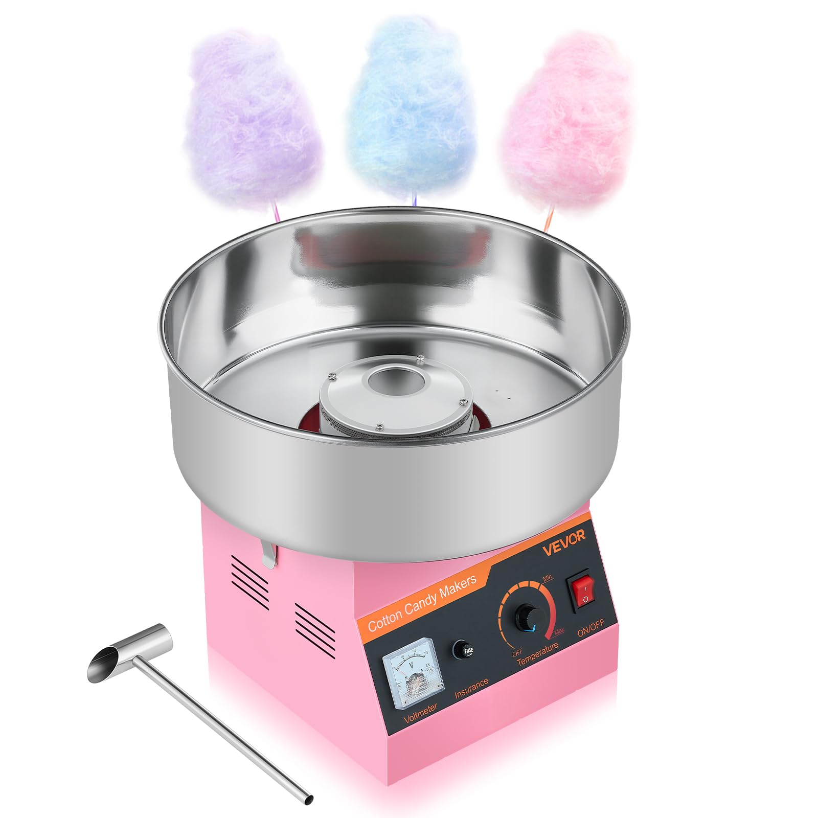Photo 1 of VEVOR Cotton Candy Machine Commercial, 1000W Electric Candy Floss Maker, Easy Use with 15 inch Stainless Steel Bowl and Sugar Scoop, Makes Hard Candy for Home Kids Birthday, Family Party, Pink