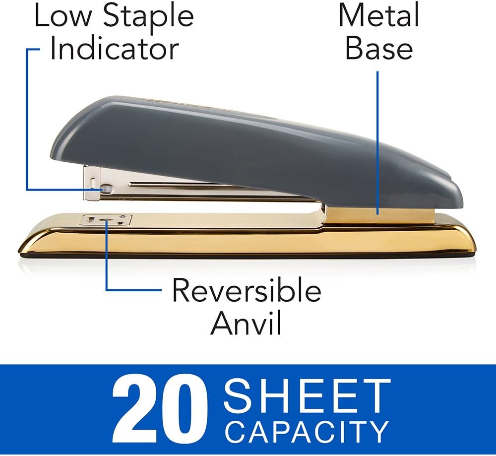 Swingline Stapler, Desktop Stapler, 20 Sheet Capacity, Gray/Gold (64703) : Office Products