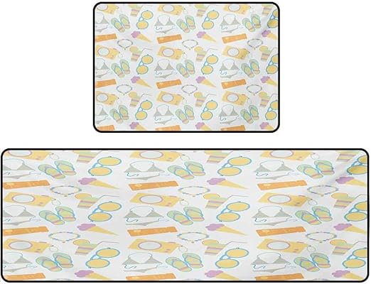 Alfombra de cocina, colección temática de playa, chanclas en tonos