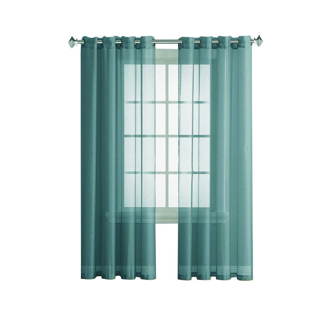 Warm Home Designs Long Dusty Blue Slate Sheer Window Curtains
