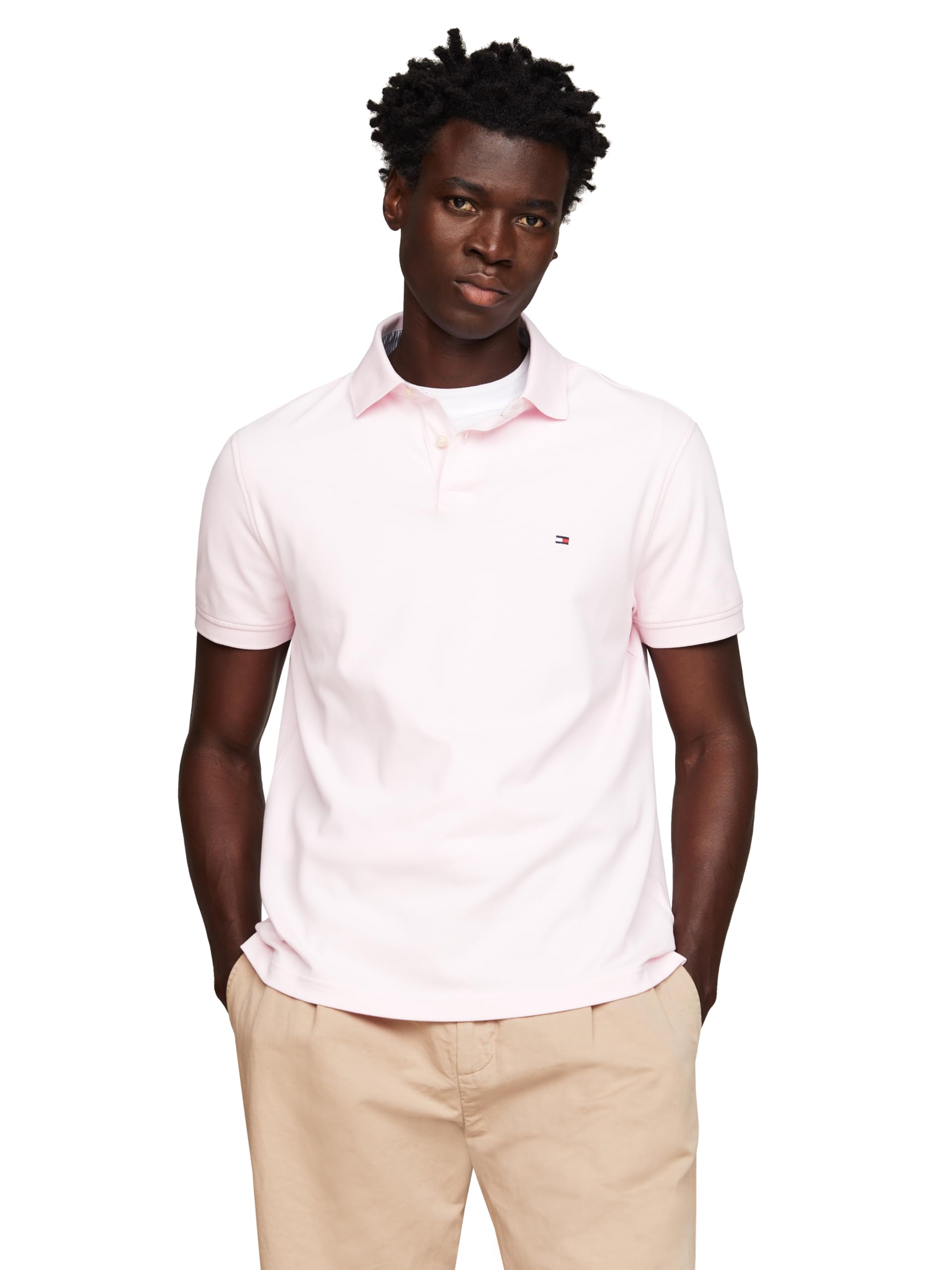 Tommy Hilfiger Men’s 1985 Slim Short Sleeve Polo Light Pink