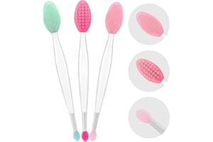 HJYOK Lip Scrub Brush, Dual-ended Lip Scrubber Exfoliator and Silicone Lip Brush Exfoliator Tool Lightening for Dark Lips Nose Scrubber Lip Mask Applicator 3PCS