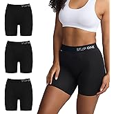 STEP ONE Womens Boxers Underwear, 3-Pack, Viscose from Bamboo Womens Underwear, Moisture-Wicking, Anti-Chafing Boxers