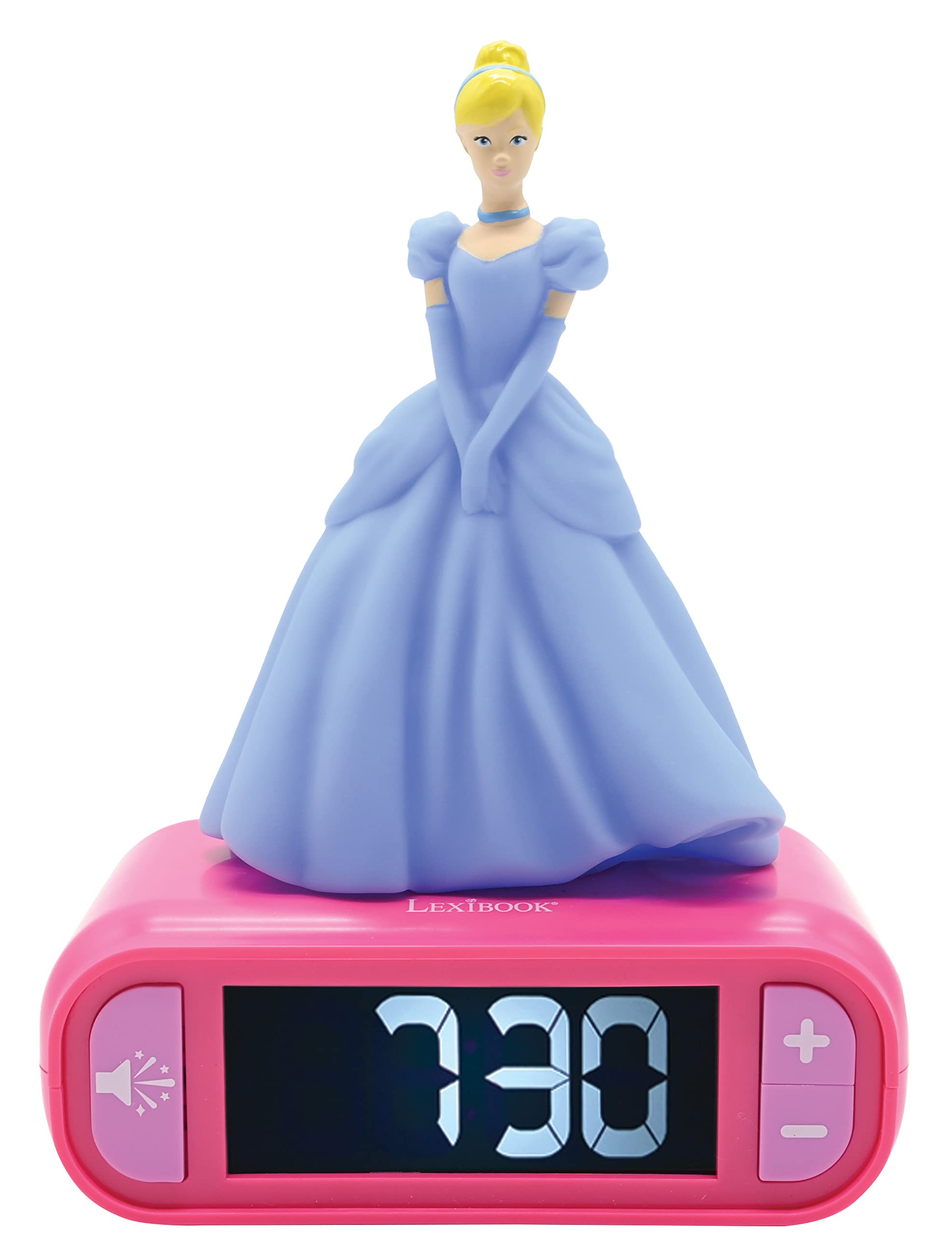 LEXIBOOK, Disney Princess, Cinderella Nightlight alarm clock, Sounds and Melodies, LCD Backlit screen, Luminous, Snooze, Pink, RL800DP — image 1