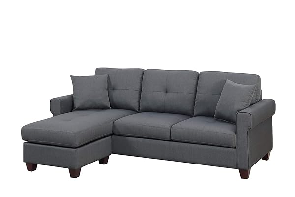 Bobkona Charcoal Sectional Sofa for Comfortable Living Spaces