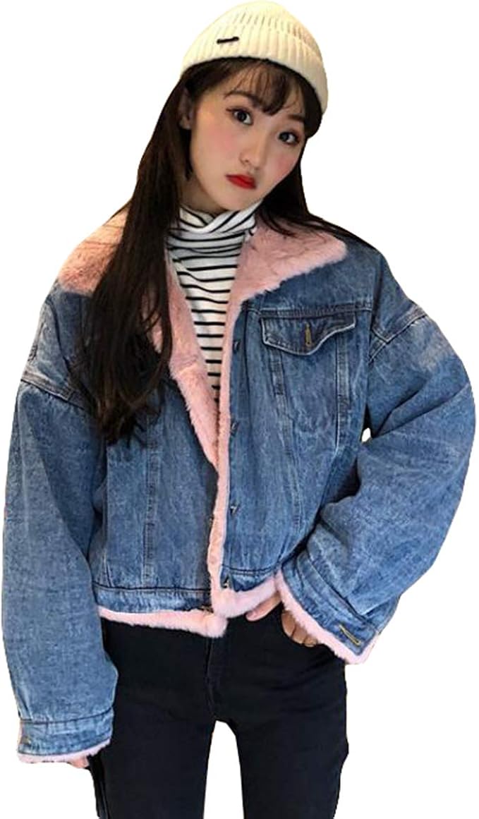 Qyyデニムジャケット レディース 裏ボア ジージャン 裏起毛 ショート Gジャン 厚手 もこもこ ジャケット デニム 保温 アウター ファッション 防寒 コート 秋 冬 ふわふわ コート ジャケット 通販 Amazon