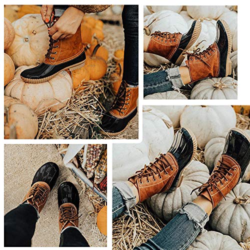 Chenghe-Womens-Winter-Duck-Boots-Waterproof-Lace-Up-Two-Tone-Rain-Duck-Boots