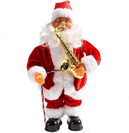 Amazon Happyyoo クリスマス飾り サンタクロース 人形 置物 光るながら歌を歌う サックス クリスマス雑貨 おもちゃ