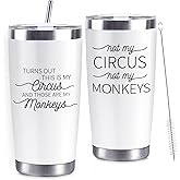 CUPLOOV Crap Turns Out This Is My Circus Tumbler, Funny Birthday Mother's Day Gift for Mom Boss Teacher Manger, 20 Oz White Stainless Steel Tumbler Cup Christmas Gifts Ideas