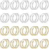 UNICRAFTALE 40Pcs 2 Colors Huggie Hoop Earrings 24K Gold Plated Round Huggie Earring Hooks for Women Metal Leverback Earring Hooks Hoop Earrings for Jewelry Making Supplies 14mm Diameter