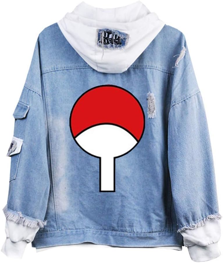 Anime Naruto Denim Hoodie Jacket Adult Button Down Jeans Coat