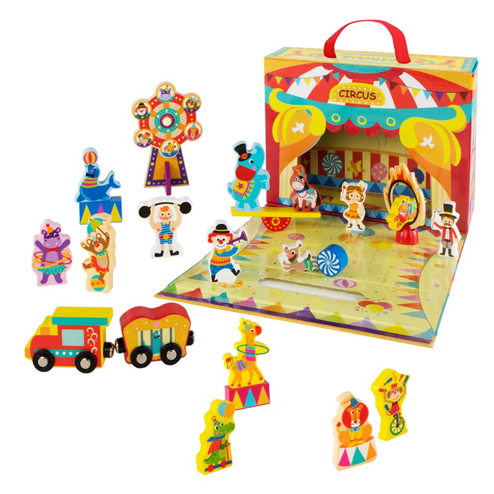 COLORBABY 46211 25 Piece Wooden Circus Figure Set, MultiColour Amazon