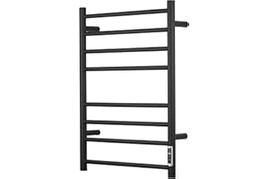 SHARNDY Towel Warmer with Built-in Timer ETW44-2S for Bathroom Wall Mounted Bath Towel Heater Plug-in Electric Heated Towel Rack Black