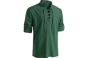 Westmall Men's medieval Retro Style pirate Shirts Renaissance shirt Long Sleeve Shirts Viking style Halloween costume