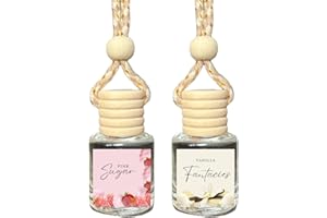 SHAWN MICHELLE FITNESS Car Air Fragrance Oil Diffuser, Car Air Freshner, Car Oil Air Freshner, Car Oil Diffuser, Wood Automotive Air Freshners, Long Lasting Car Air Freshner (2 pack) (Pink Sugar + Vanilla Fantacies)
