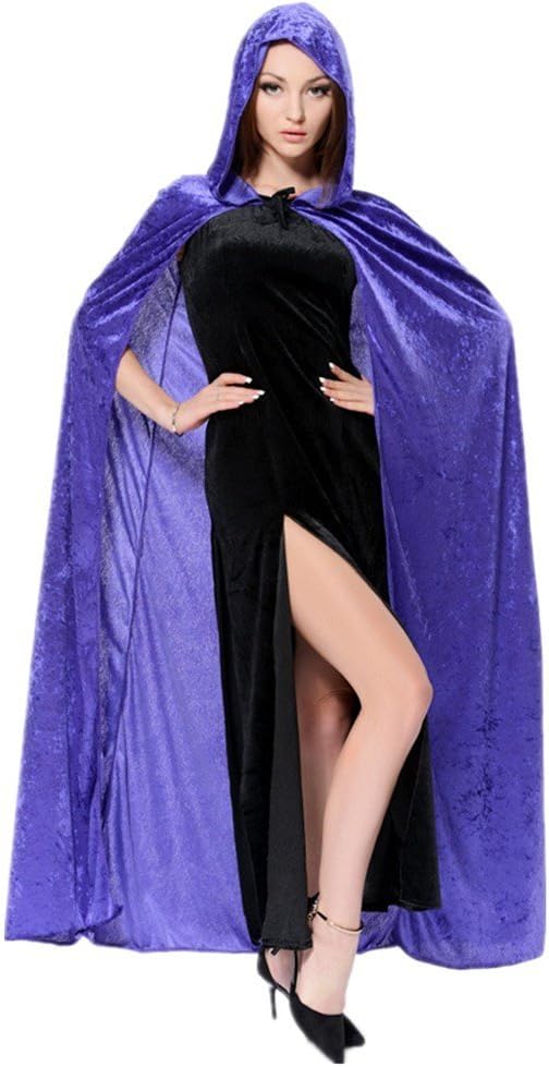 QBSM Womens Halloween Witch Velvet Hooded Cloak Costumes Wizard Party Cape Cosplay