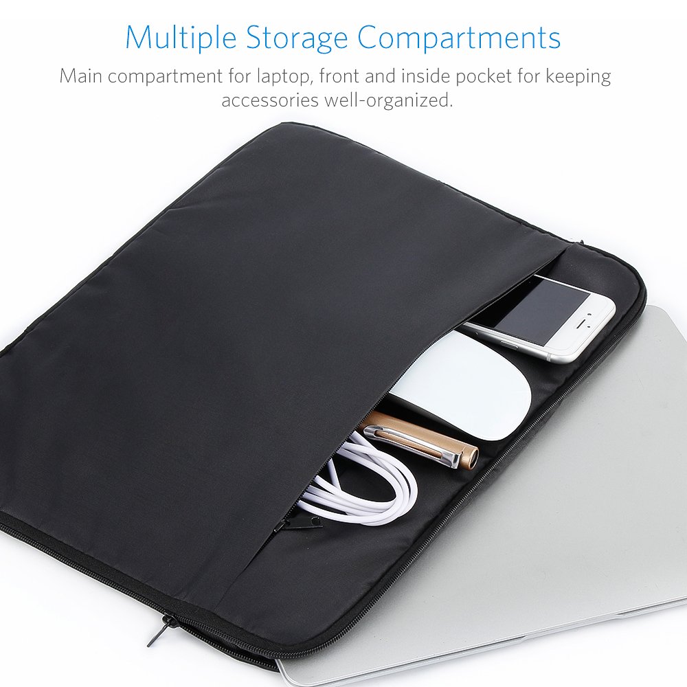 Laptop Sleeve 13-13.3 Inch,ATailorBird Ultra-Light Notebook Ultrabook Protective Bag Case Water-Resistant with Hiding Handle Fit 13 Inch MacBook/Acer/Asus/Dell/Lenovo/HP/Samsung Black