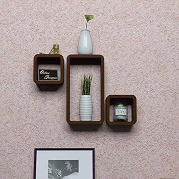 Onlineshoppee MDF Cube Floating Wall Shelves Set of 3
