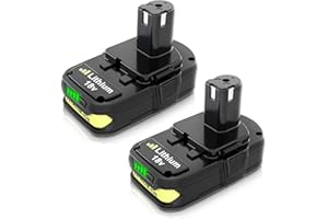 REOBEN 3.0Ah Replacement for Ryobi 18V Batteries Compatible with Ryobi 18V Lithium Battery P102 P103 P104 P105 P107 P108 P109 P190 P122 for 18 Volt Cordless Power Tools 2 Packs(Green)