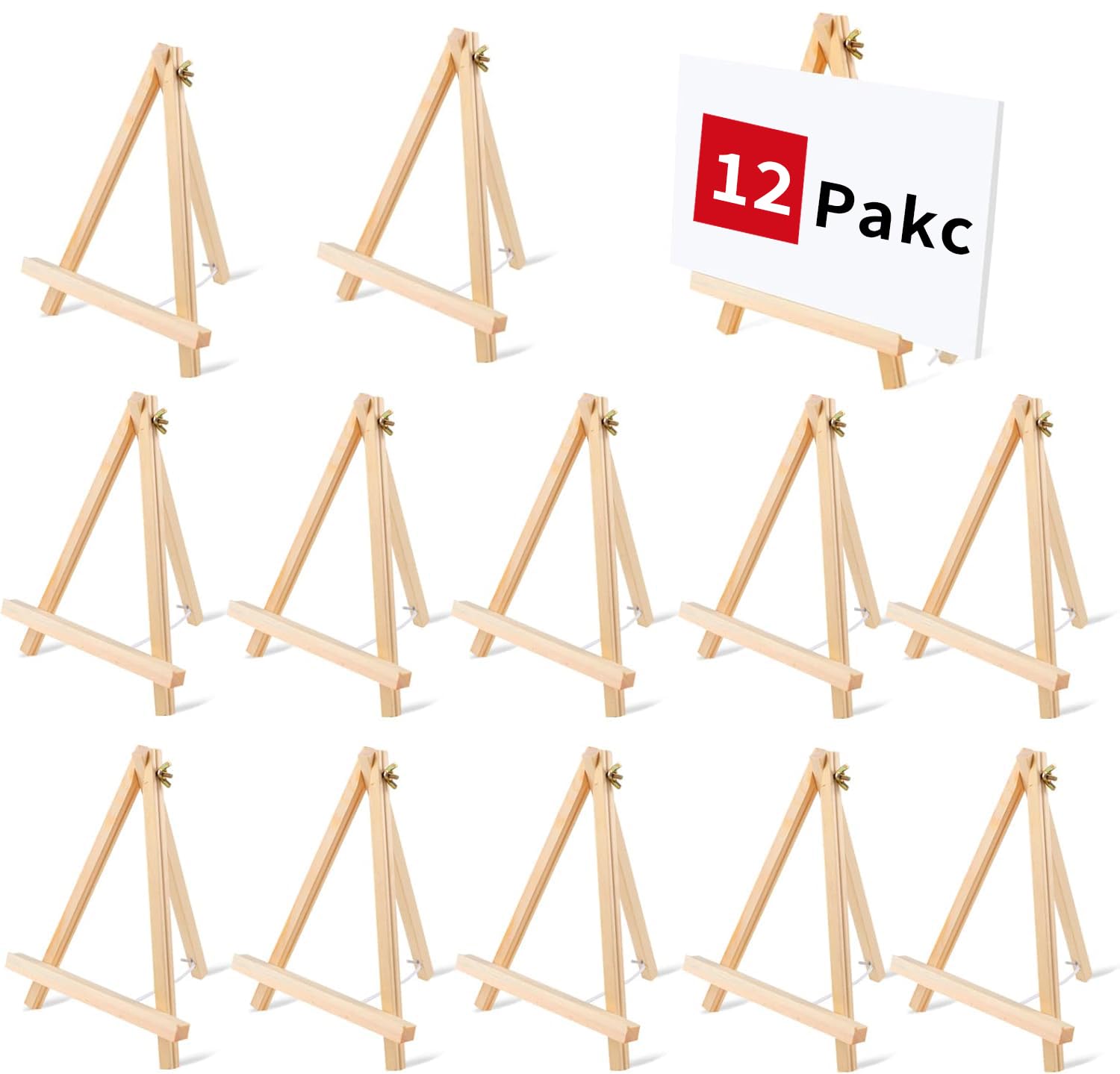 Photo 1 of 12PCS 9 Inches Tabletop Easels,Wood Easels, Easel Stand for Painting Canvases, Art, and Crafts, Tripod, Painting Party Easel, Tabletop Easels for Painting, Portable Canvas Photo Picture Sign Holder