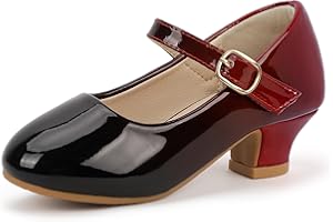 PANDANINJIA Molly Girls Dress Shoes Mary Jane Heels Flower Wedding Party Back to School Pump Shoes for Toddler Little Kid