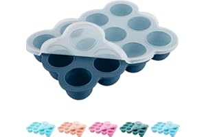 HIWOOD Baby Food Storage 12 x 1.5OZ Silicone Freezer Tray with Lid, Food Grade Silicone Containers for Purees & Vegetables Midnight Blue