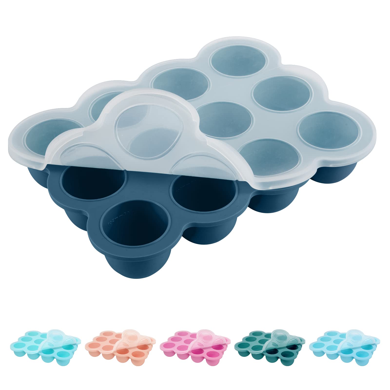 Photo 1 of HIWOOD Baby Food Storage 12 x 1.5OZ Silicone Freezer Tray with Lid, Food Grade Silicone Containers for Purees & Vegetables Midnight Blue