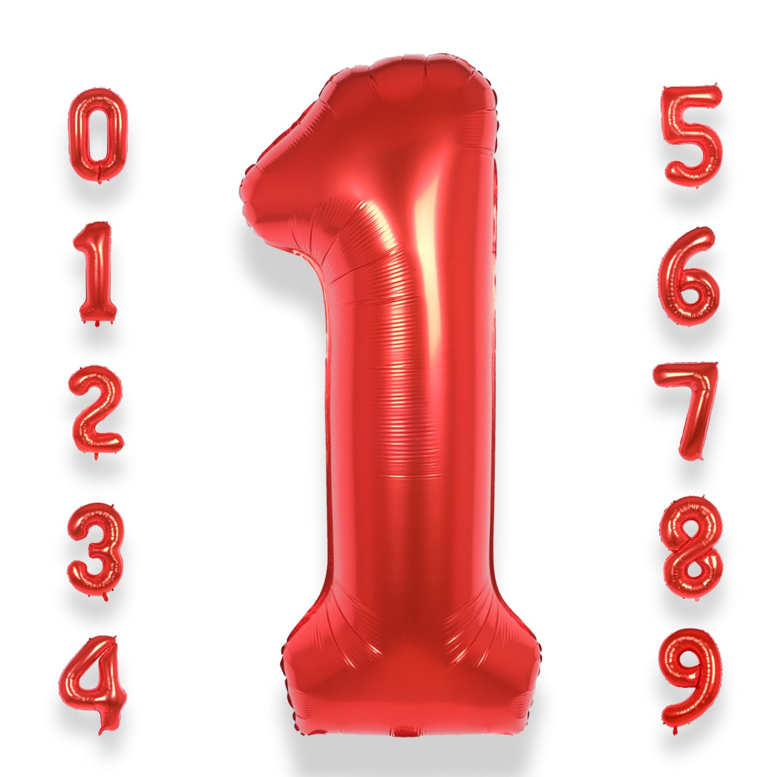 Photo 1 of AULE 40 Inch Big Red 1 Balloon Number Large Foil Helium Number Balloons 0-9 Jumbo Giant Happy 1st Birthday Party Decorations for Boy or Girl Huge Mylar Anniversary Party Supplies
