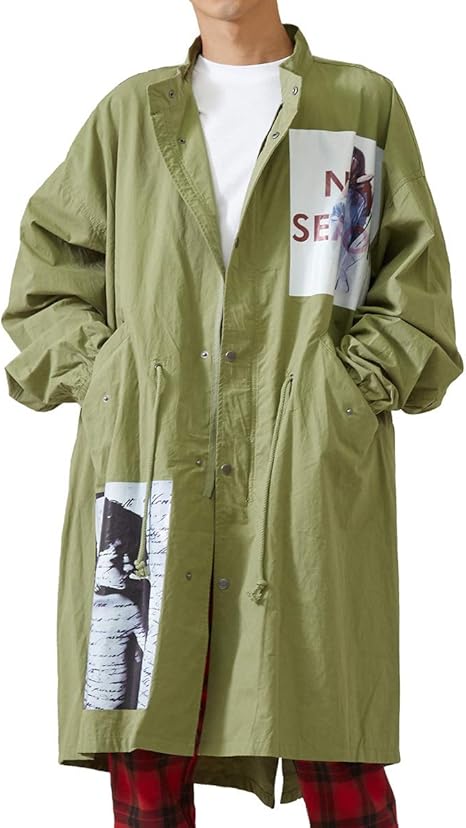Amazon モッズコート メンズ レディース M 51 ユニセックス オーバーコート ビッグシルエット コート ミリタリー ジャケット ビックシルエット オーバーサイズ 韓国 ファッション Improves オリーブ ｆｒｅｅ サイズ コート ジャケット 通販