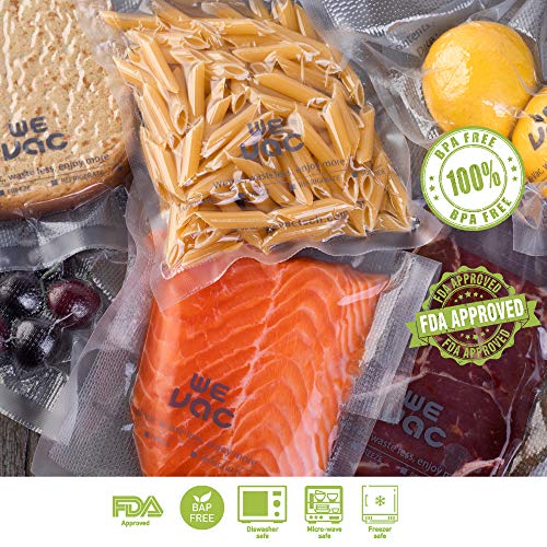 Vacuum Sealer Bags 100 Pint 6x10 Inch for Food Saver, Seal a Meal, Gamesaver, Weston. Commercial Grade, BPA Free, Heavy Duty, Puncture Prevention, Great for vac storage, Meal Prep or Sous Videion, Great for Meal Prep or Sous Vide