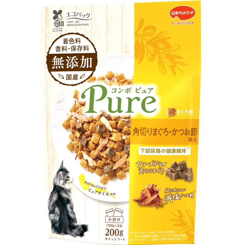 コンボ ピュア キャットフード まぐろ味・角切りまぐろ・かつお節添え 200g 【国産】 【小分包装】 【フリーズドライ】商品画像