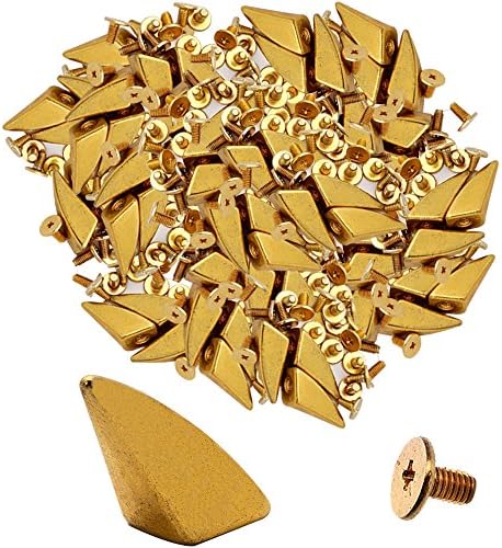 50pcs Horn Shaped Cone Spikes Screwback Studs DIY Craft Cool Rivets Punk Stud 10x17mm 3/8"x3/4" Flashing Golden