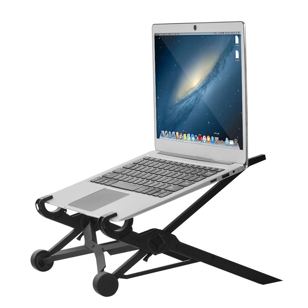 Racksoy Verstellbarer Computer Halterung Reise Laptop Ständer Faltbarer Notebook Halter Fit für PC/MacBook und die Meisten Laptops, Schwarz