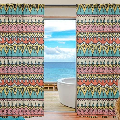 Denriera Bohemian Style 2 Pieces Curtain Panel 55 x 84 inches for Bedroom Living Room