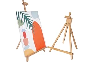 conda 31-1/2 inch A-Frame Easel, Adjustable Beechwood Tripod Display Stand, Holds Up to 27" Canvas, Portable Table Desktop Painting Picture Holder