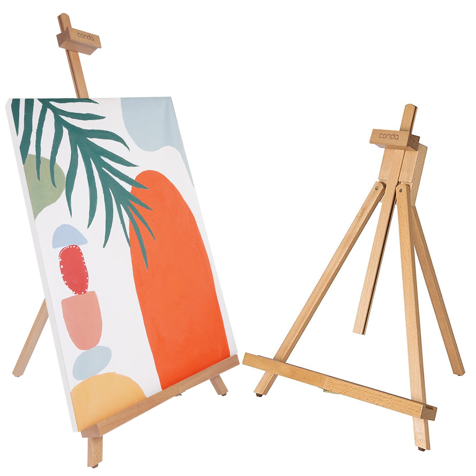 CONDA Adjustable 45 to 80cm Medium Portable Beech Wood A-Frame Easel