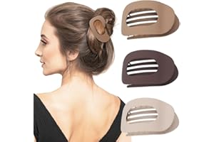 Large Flat Round Hair Clips matte Hair Claw Clips -Duckbill Clips for -Clips for Womens 3 Pcs - Strong Hold Hair Clips for Th