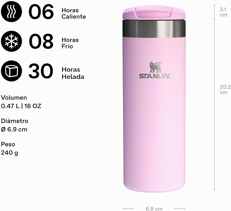 1913 Aerolight Transit Termo Cafe para Llevar 0.47L - Mantiene el Calor Durante 8 Horas - Compatible con Soporte para Coche - Taza Café Antifugas - Apta Para Lavavajillas - Cherry Blossum
