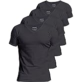 Comfneat Men's Undershirts 100 Percent Cotton Underclothing Comfy V-Neck T-Shirts (4-Pack/6-Pack)
