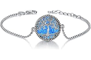 ONEFINITY Tree of Life Anklet Sterling Silver Abalone Shell/Blue Opal/Crystal Tree of Life Ankle Bracelet Tree Jewelry for Women Girls Gifts
