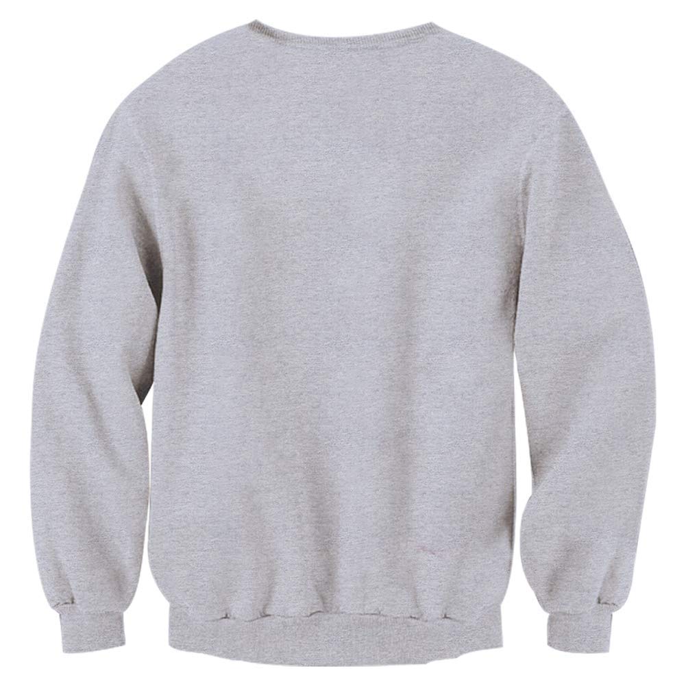 SKYRAINBOW Girls Boys Christmas Sweater Print 3D Ugly Xmas Sweatshirt Crew Neck Thick Pullover Loose Fit Jumper Easter Clothes for Holiday Party Grey XL