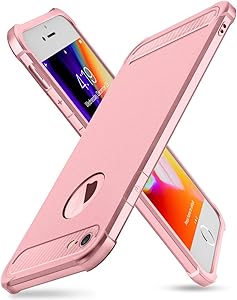 iPhone 6/6S Case with Card Holder and [ Screen Protector Tempered Glass x2Pcs] SUPBEC Protective Ultra-Thin-Slim Cover with Silicone TPU Shockproof Rubber Wallet Case for iPhone6 / iPhone6S-Rose Gold