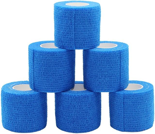 fuluning vendaje cohesivo vendaje adhesivo rollo Flexible vendaje deportivo no tejido cohesivo cinta azul 5 cm Pack de 6 rollos