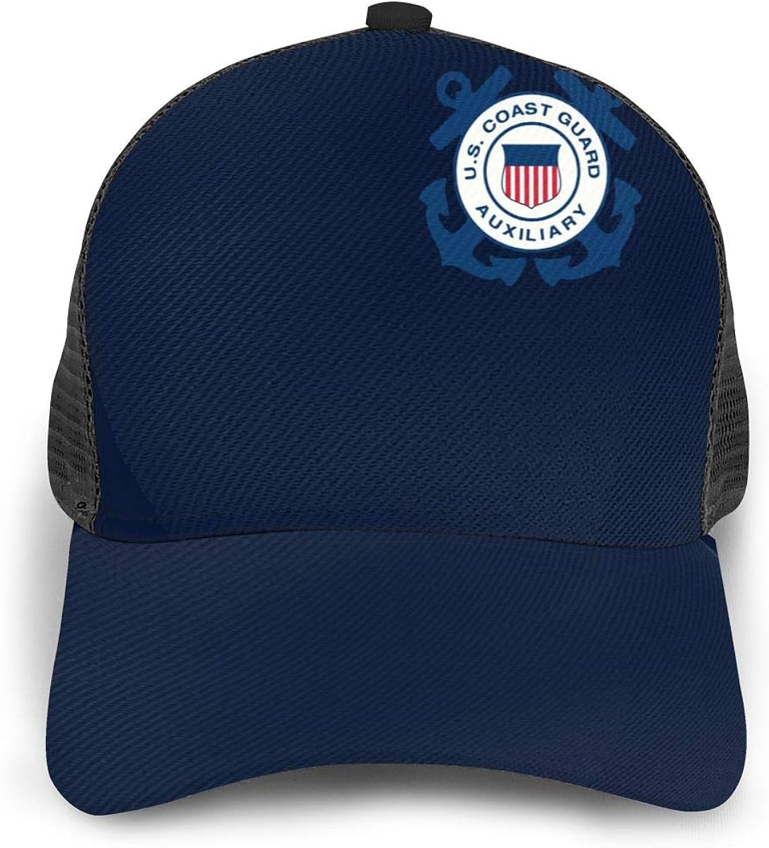 US Coast Guard Anchor Seal, Baseball Caps Grid Hat Trucker Cap Dad Hat Black at Amazon Men’s