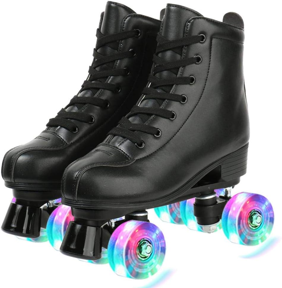 XUDREZ Roller Skates for Women Red PU Leather Hightop Roller Skates