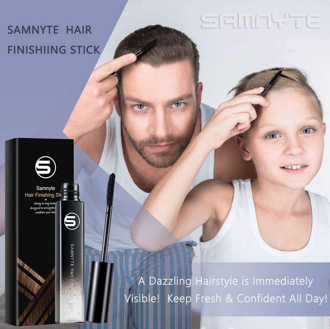 Samnyte Hair Finishing Stick, 2 Pack × 0.7 Fl.Oz Hair Mascara for Flaway Hair Shaping Feel Cream Moisturizing Not-greasy Flash Moment Broken Hair finishing Stick Bangs Styling Gel : Beauty