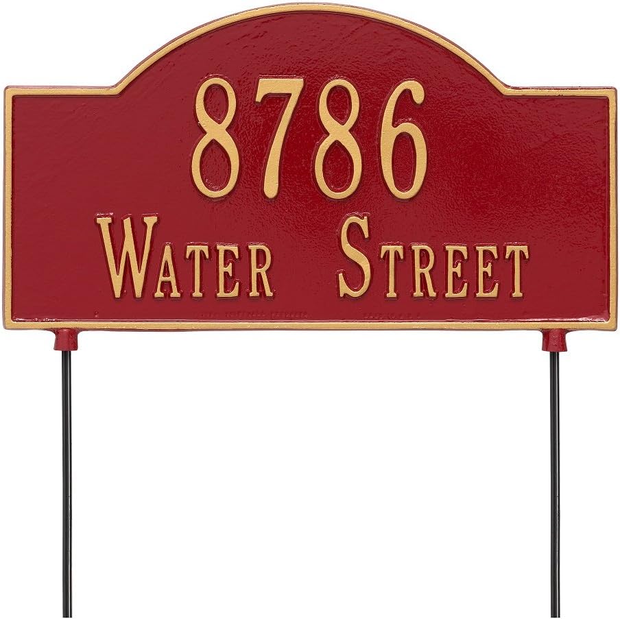 Customized 2SIDED Arch Standard LAWN Address Plaque 16”W (2 Lines) Outdoor